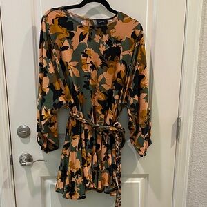 VICI Floral Belted Mini Dress – Size XL – Boho Chic with Flowy Sleeves